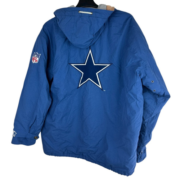 Vtg 90s Starter Pro Line Dallas Cowboys Hooded Jacket Mens XL Blue NFL Big Star - Picture 5 of 16